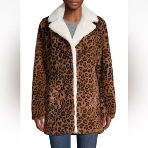 Derek Lam 10 Crosby Soft Leopard-Print Faux-Fur Jacket M